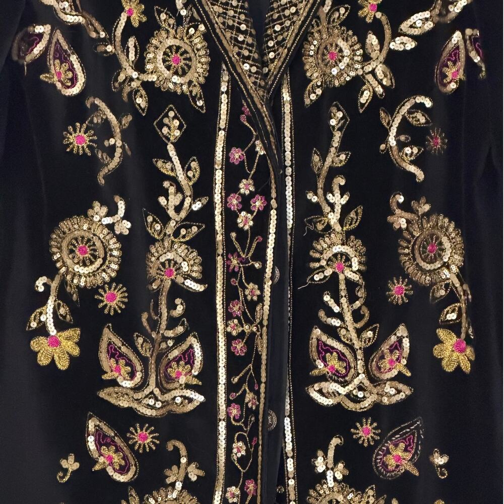 Sandy Starkman Vintage Embroidered Velvet Long Coat Size L - Picture 12 of 14